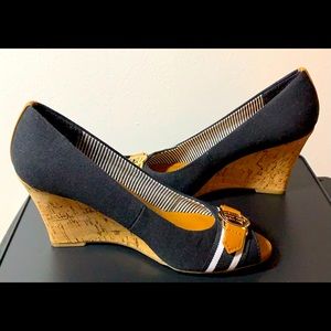 Black Tommy Hilfiger Espadrille Wedge Shoes